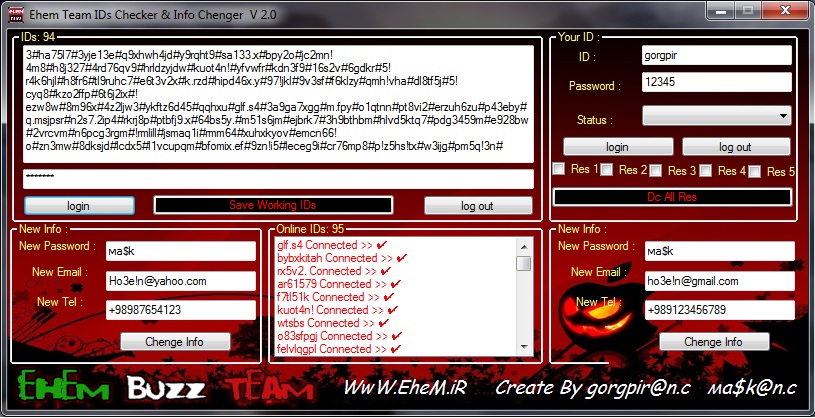 Ehem Team IDs Checker & Info Chenger V 2.0 by gorgpir@n.c Ehem_Team_IDs_Checker_Info_Chenger_V_2_0