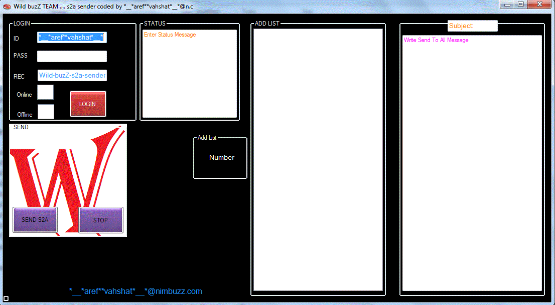wildbuzz s2a sender by: *__*aref**vahshat*__*@n.c Wildbuzz_s2a_sender_screen_by_baxun