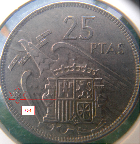 Geometría de las estrellas de las monedas de 25 pesetas 1957* 75_1_E
