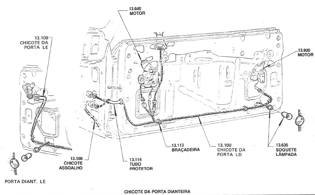Esquemas elétricos e Vista Explodida Opala Chicote_porta_dianteira