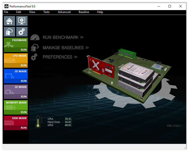 PassMark PerformanceTest 9.0 Build 1015 x64 Portable Pt9_mainscreen