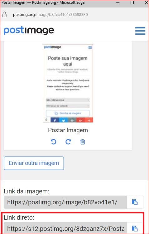 TUTORIAL: Inserir (hospedar) imagens e fotos em suas mensagens (2017 - PostImage) Postar_Imagem3