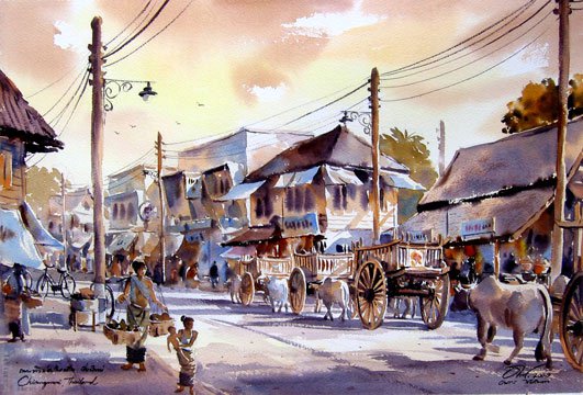 Akvarel - Page 12 Road_watercolor_paintingthanakorn_chaijinda