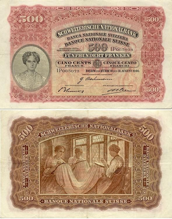  100 Francos Suiza, 1944 500_franken