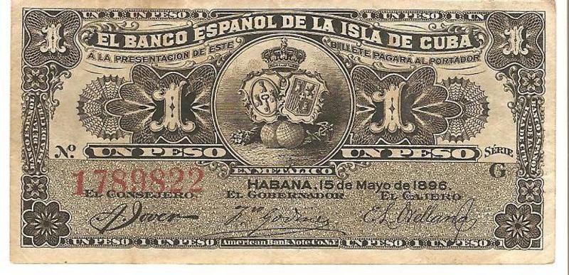 1 peso banco de España en la isla de Cuba Image