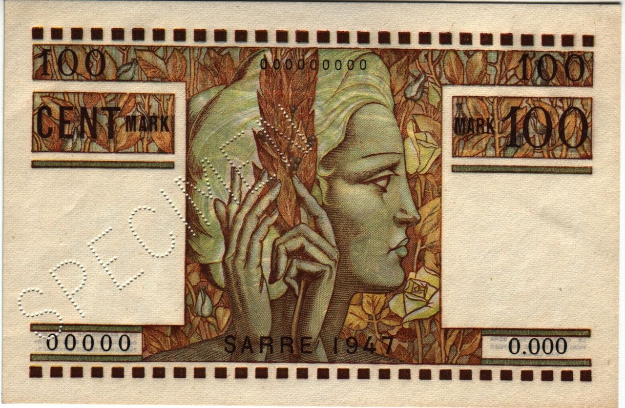 100 Mark Saar, 1947 (Specimen) Saar_P8a