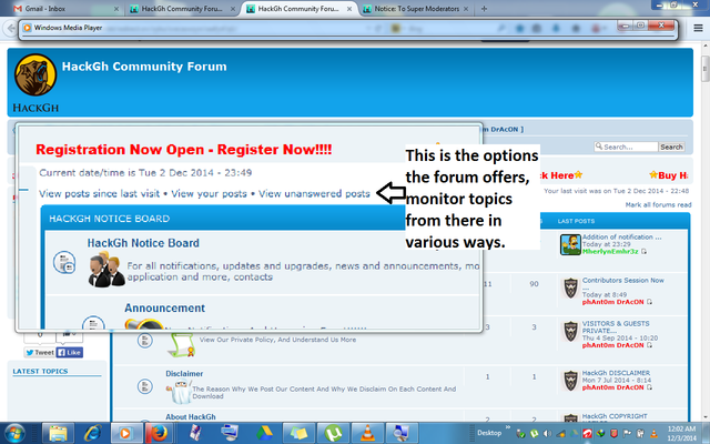 Addition of notification box in the forum Image