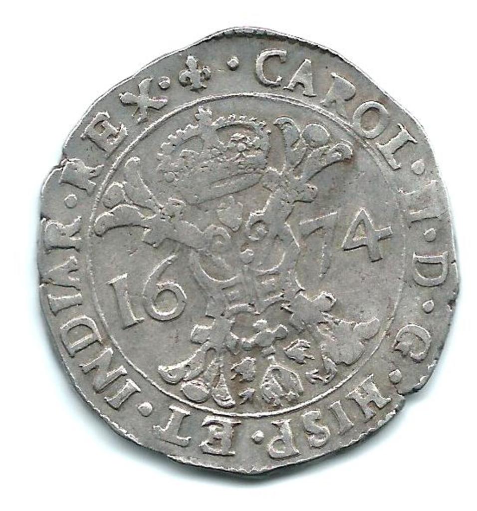 1 patagón 1674. Carlos II. Brujas Image