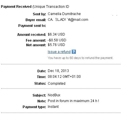 2º Pago de Nodbux ( $6,34 ) Nodbuxpayment