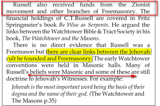 Témoins de Jéhovah, Franc-maçonnerie et Sionisme Image