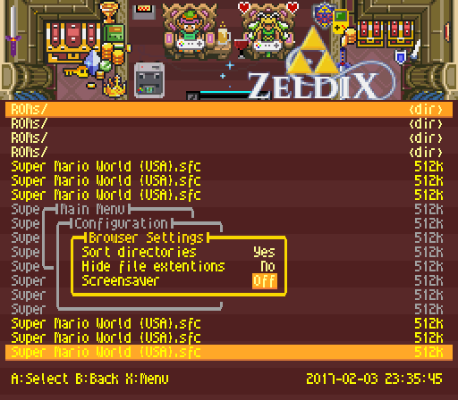Zeldix SD2SNES Themes Preview