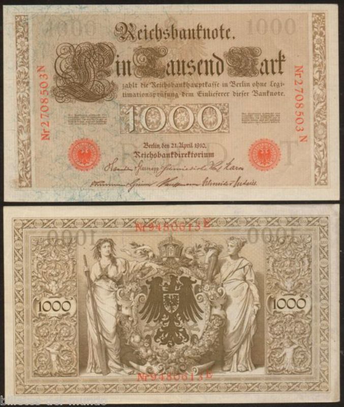 1000 Reichsbanknote Alemania, 1910. 1000_marcos_1910_letra_T