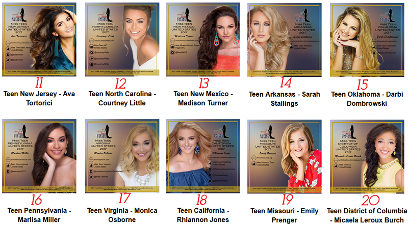 CANDIDATAS A MISS TEEN ESTADOS UNIDOS 2017 | FINAL 7 DE JULIO Mtus_2