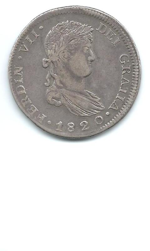 8 reales de Fernando VII 1820 Zacatecas Image