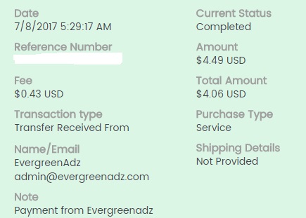 2º Pago de Evergreenadz ( $4,49 ) Evergreenadzpayment