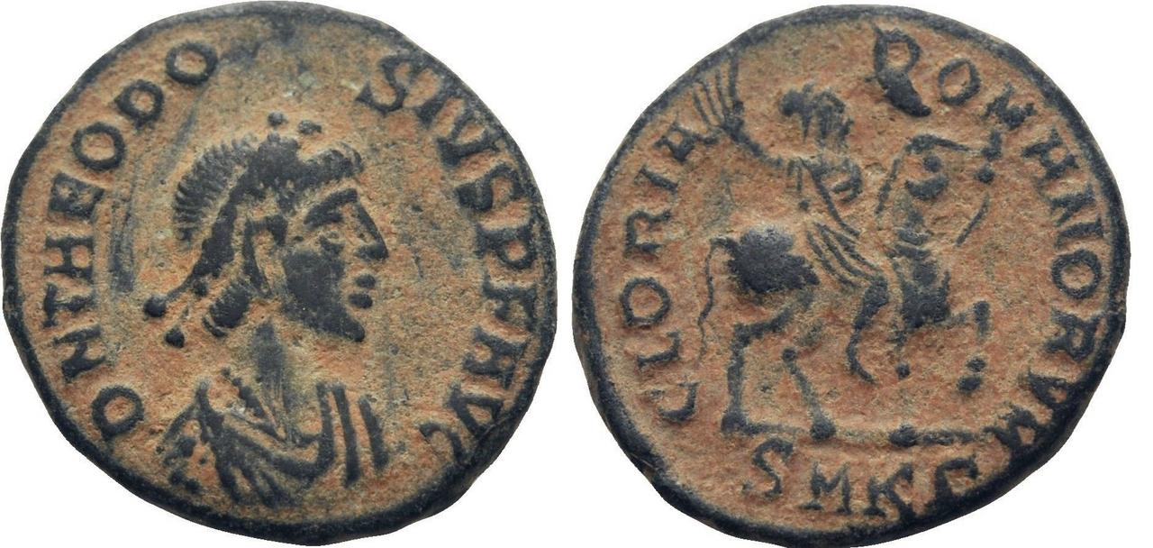 1/2 decargiro de Teodosio I. GLORIA ROMANORVM. Emperador a caballo. Cycico Pentargiro_teodosio_i