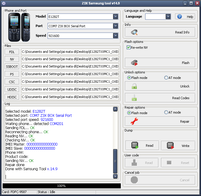 Samsung e1282t all done with z3x Imei_done