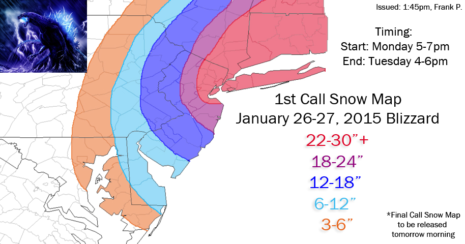 SNOW MAPS ONLY:  MON JAN 26TH - JAN 27TH 1st_call_snow_map