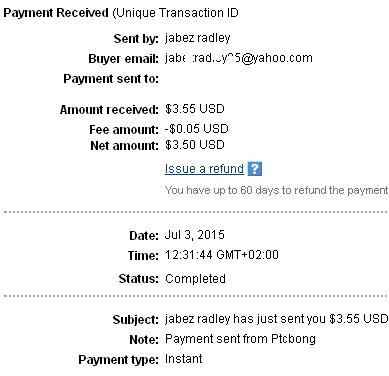 3º Pago de PtcBong ( $3,55 ) Ptcbongpayment