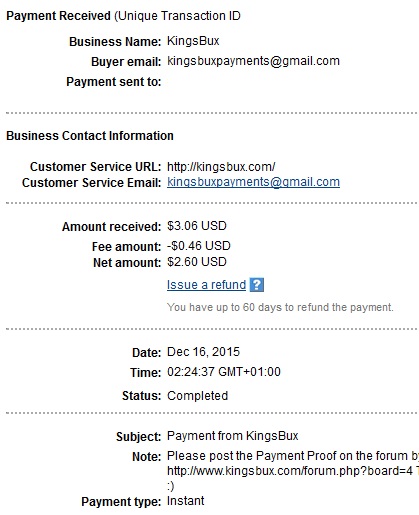 2º Pago de Kingsbux ( $3,06 ) Kingsbuxpayment