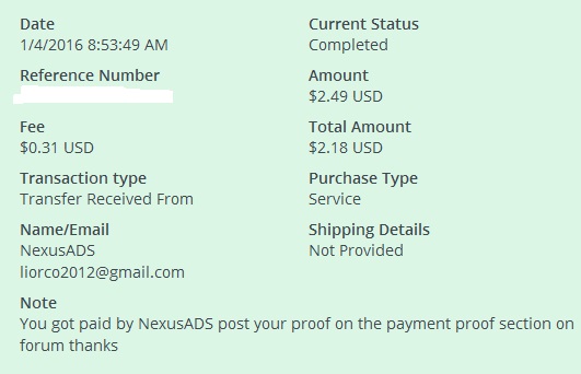 1º Pago de NexusAds ( $2,49 ) Nexusadspayment