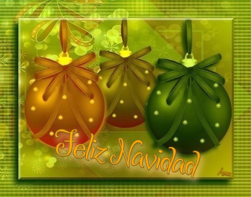 Bolas en Fondo Verde Feliz_navidad