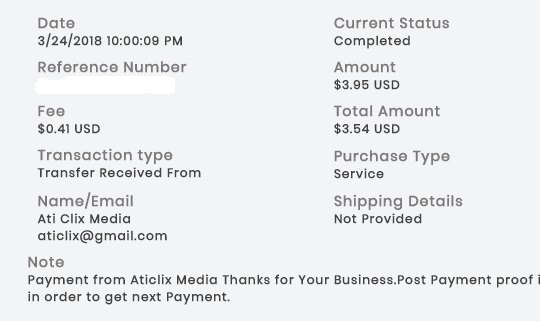 1st payment from Aticlixer ( $3,95 ) Aticlixpayment