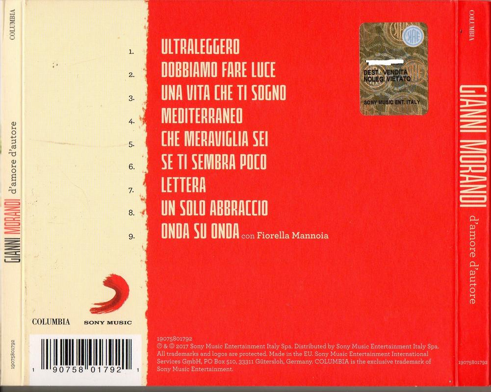  Gianni Morandi – D’amore d’autore (2017) [MP3] Back