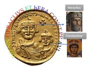 شرح دينار بيزنطي للامبراطور هرقل وقسطنطين الثالث يقدمه الصديق الصدوق Fac