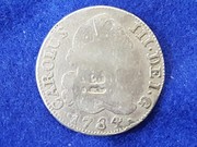 2 Reales Carlos III Resello de Vique, Raro reverso R867