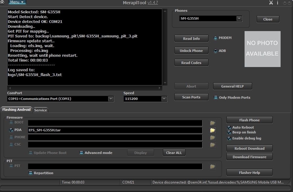 Samsung G355H Unknown Baseband Done With Great Merapi Tool EFS_WRITE