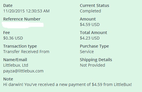 3º Pago de Littlebux ( $4,59 ) Littlebuxpayment