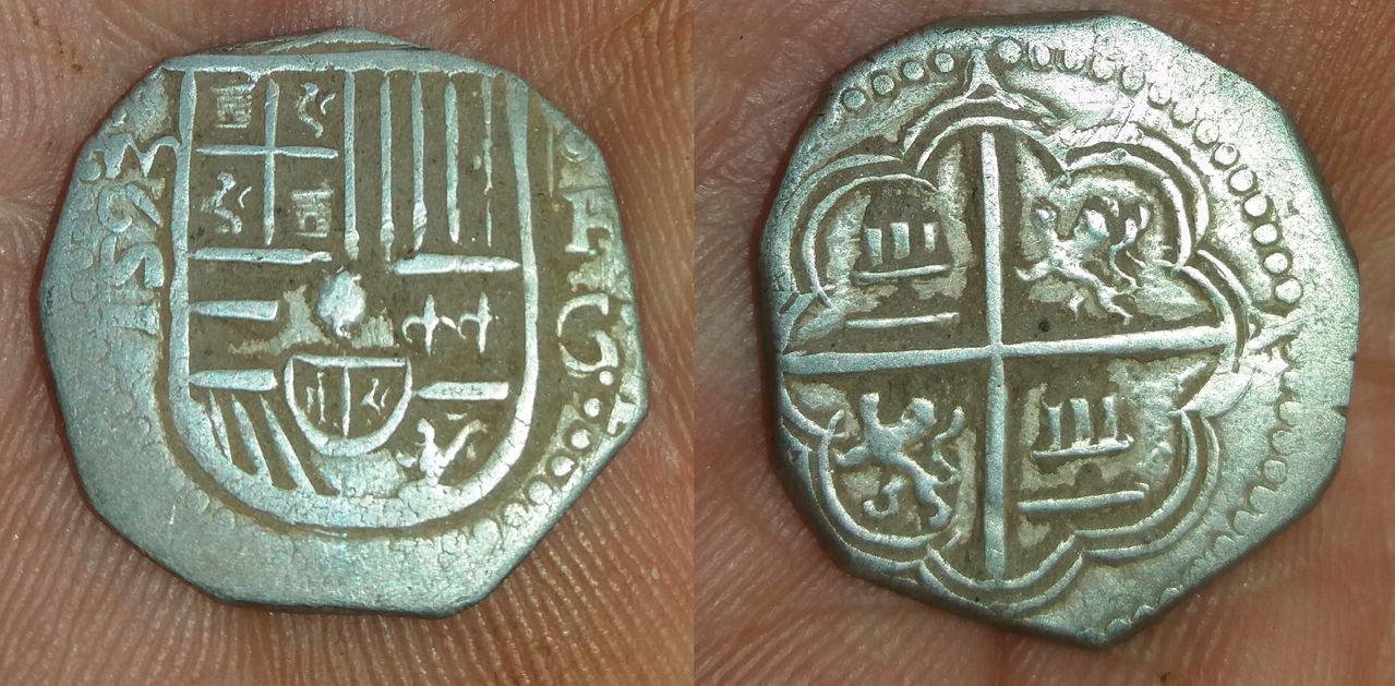 Real de Felipe II de 1593, ceca Granada (ensayador F). 20160214_124424