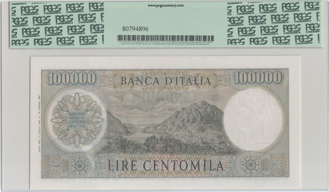 100.000 Liras Italia, 1967. Ita100ar