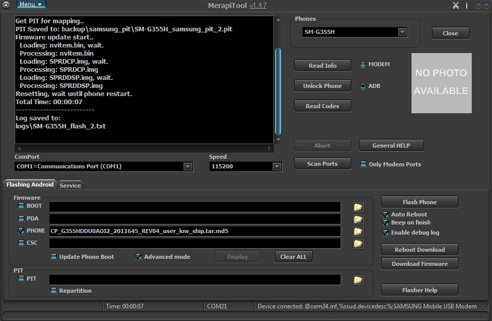 Samsung G355H Unknown Baseband Done With Great Merapi Tool G355_H_BASEBAND_DONE