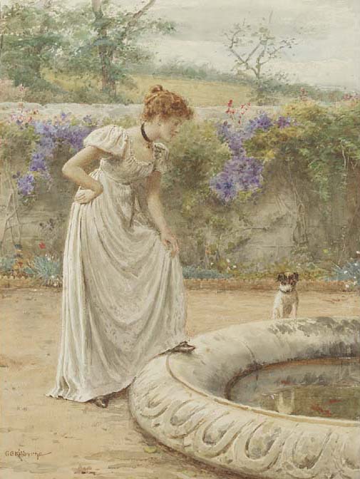 Sajlez Marner - Page 2 A_lady_and_her_dog_looking_into_a_fish_pond