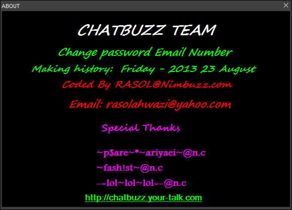 CHATBUZZ Change password Email Number Coded By RASOL@N.C 6465456456