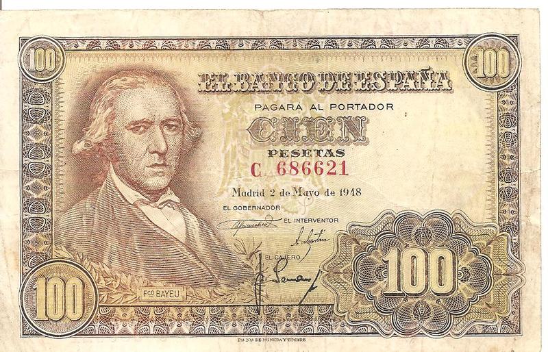 100 pesetas 1948 Image