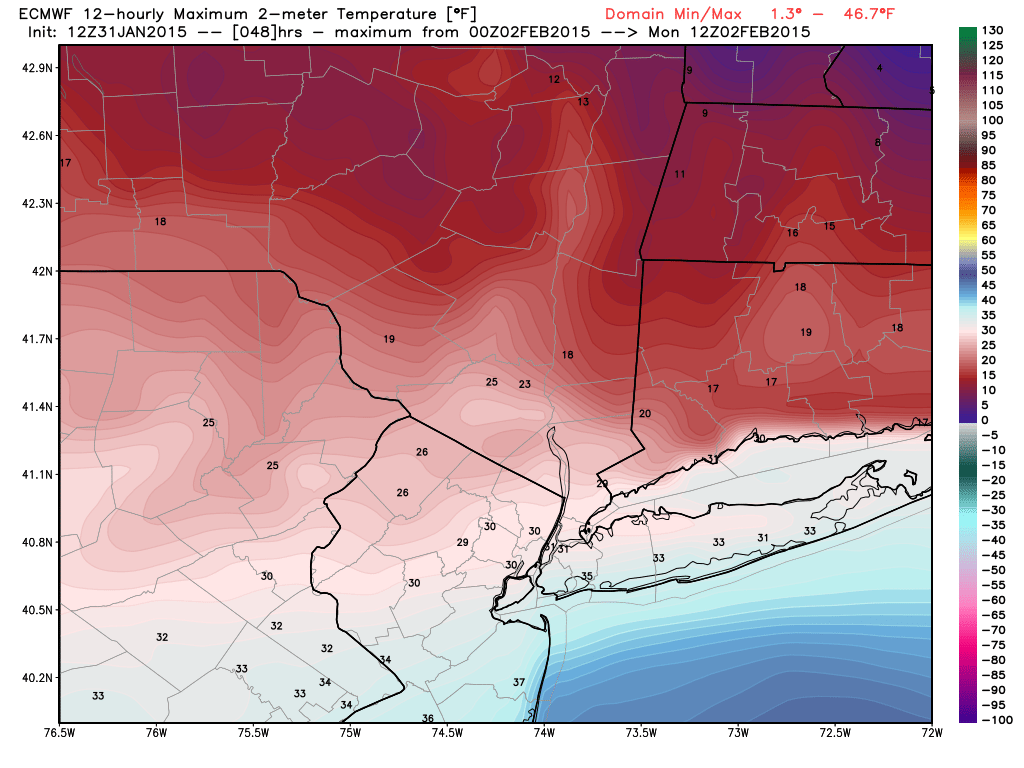 Update #2: 1st Call Snow Map, Intense Winter Storm Coming  - Page 10 Ecmwf_t2max_12_nyc_9