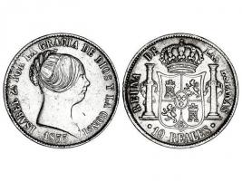 Reproducción 10 Reales 1855. Isabel II. Thump_817747898386771