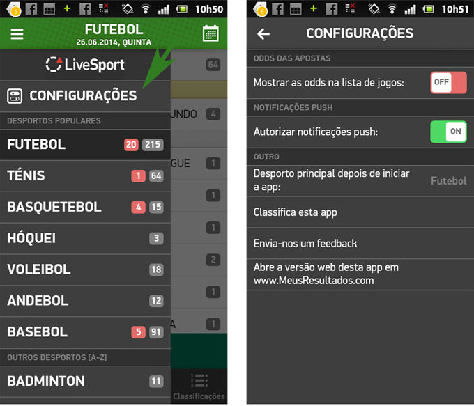 Nova aplicação para Android, grátis e em Português, dirigida aos amantes de desporto Andriod_Config