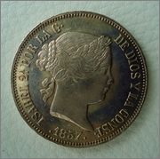 20 Reales 1857 ISABEI II ,*6 puntas ( dedit. Brigante ) Image