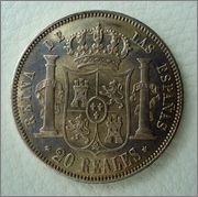 20 Reales 1857 ISABEI II ,*6 puntas ( dedit. Brigante ) Image