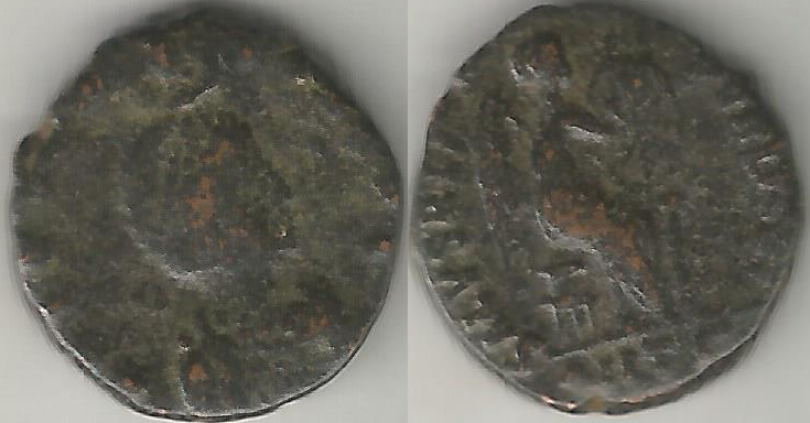 AE3 de Aelia Eudoxia. SALVS REI-PVBLICAE. Victoria sedente a dcha. Antioch. Image