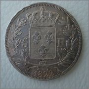 5 Francs 1822 A LOUIS XVIII ROI DE FRANCE  Image