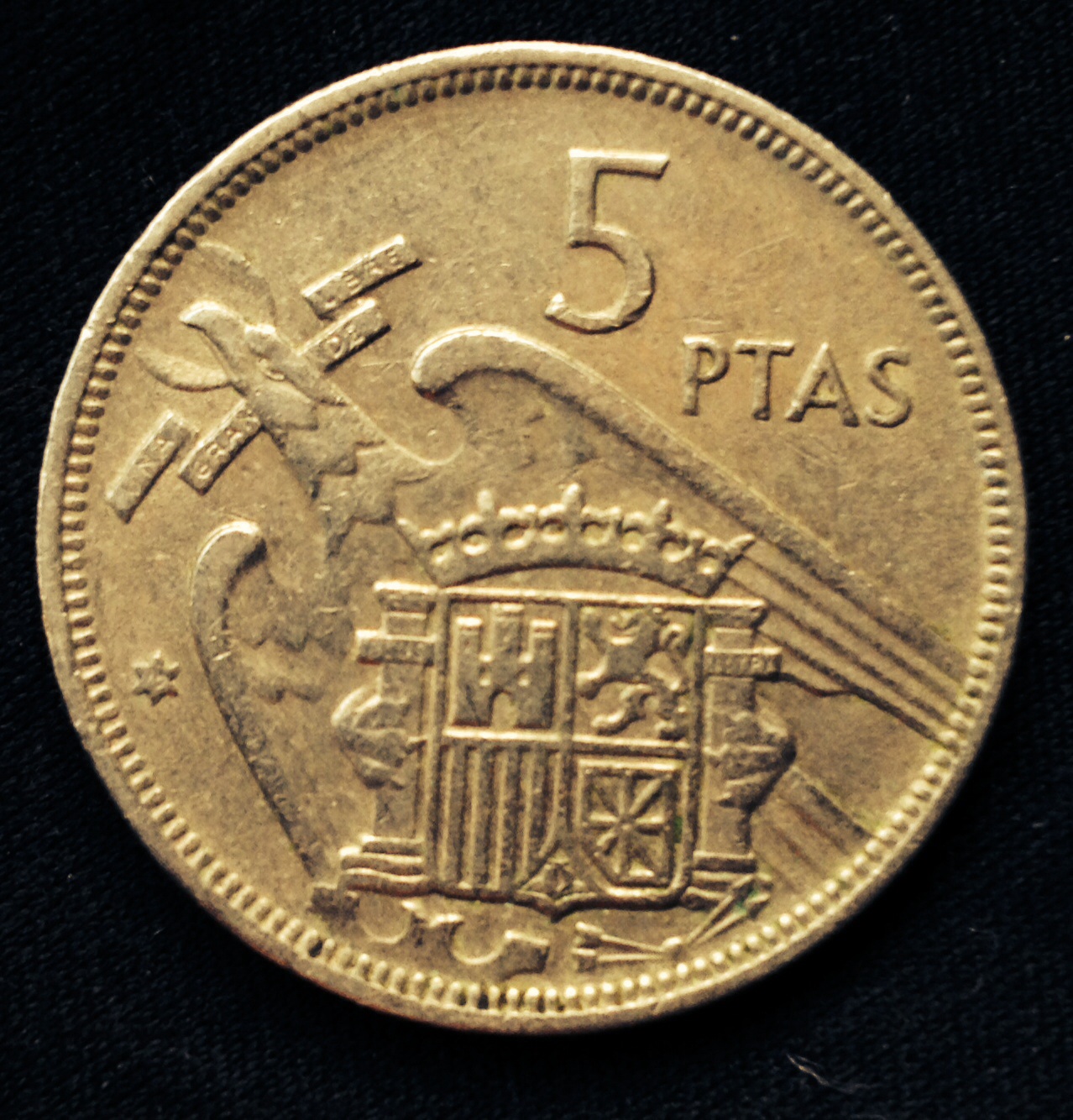 5 pesetas 1957- Falta una pluma Image