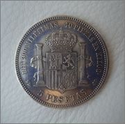5 pesetas 1871*18-71 SDM  Amadeo I Image