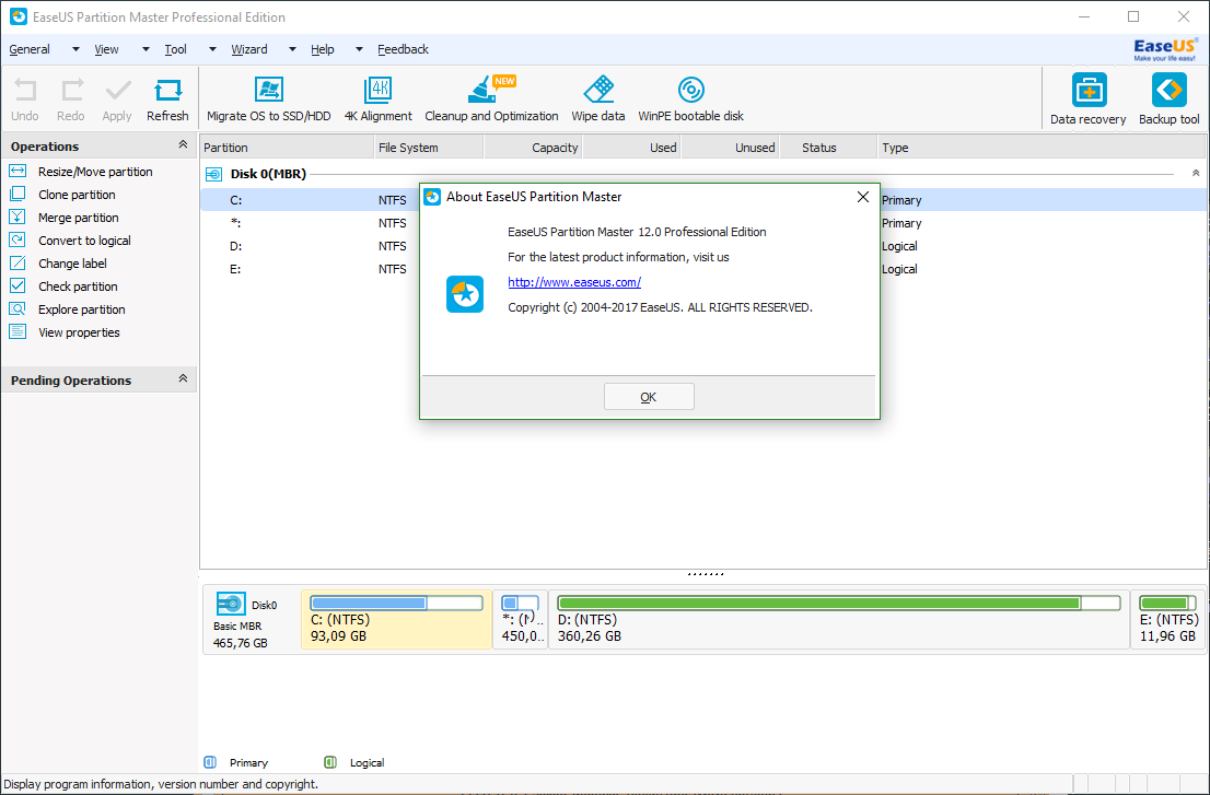 EASEUS Partition Master 12.0 Professional Edition Portable Screenshot_20170503_122153