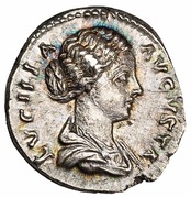 Denario de Faustina II. CONCORDIA. Concordia sedente a izq. Ceca Roma. Image