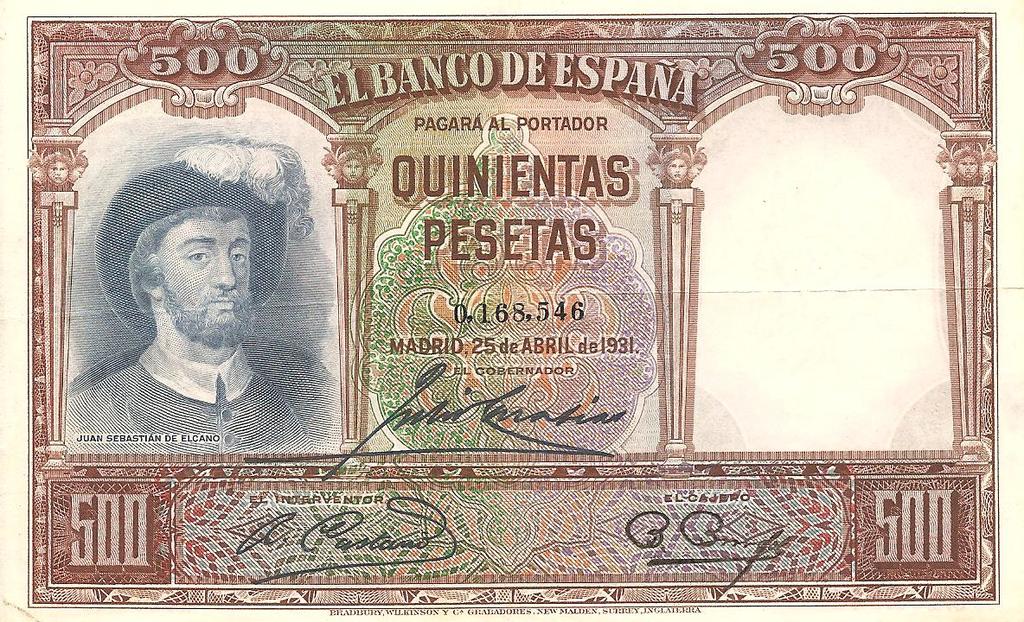 500 pesetas de Juan Sebastian Elcano Image